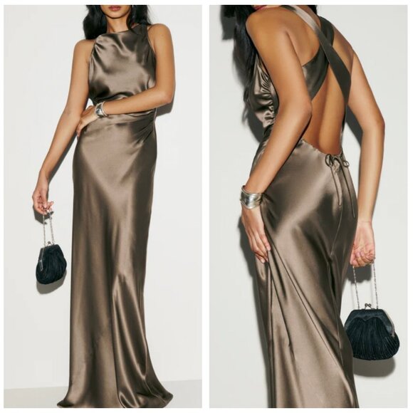Reformation Dresses & Skirts - Reformation Anaiis Silk Maxi Dress Sz6 Morel Gray